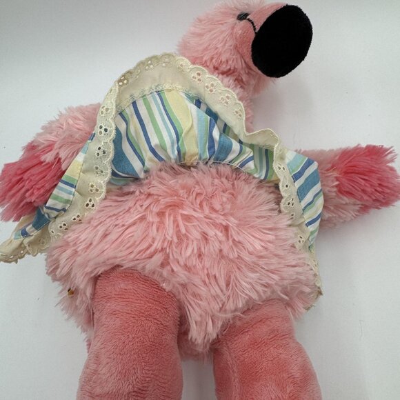 Build A Bear Workshop Pink Flamingo Plush Stuffed Animal 19" Striped Dress - Picture 4 of 10